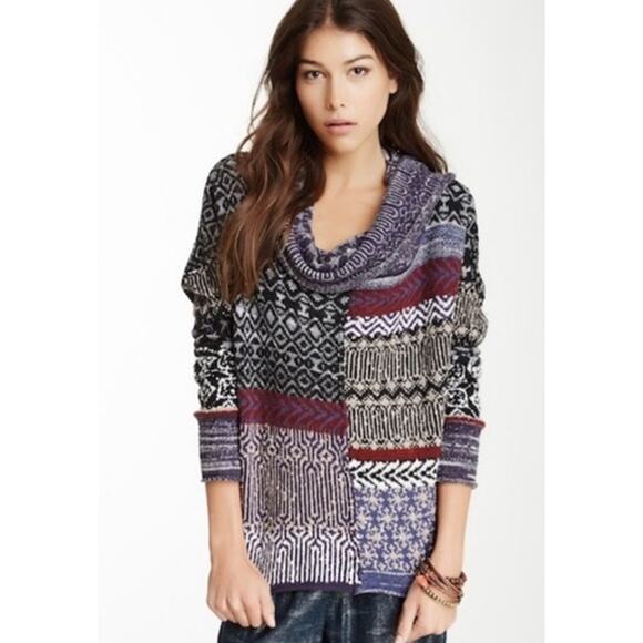 Free People Favorite Patchwork Cowlneck Sweater    Size: S - Picture 1 of 5
